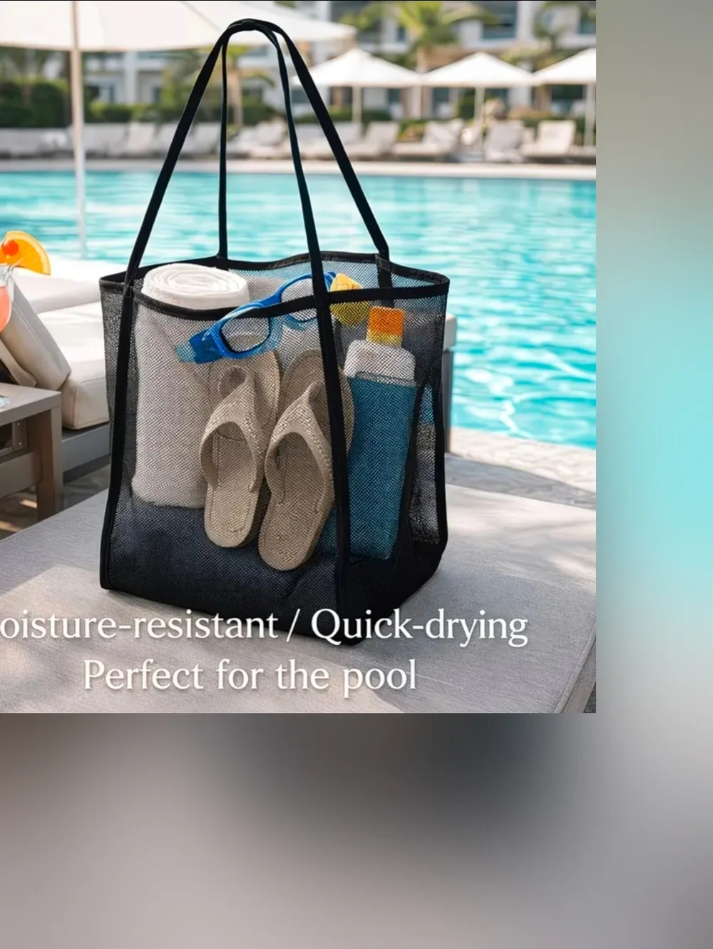 Mesh Beach Tote Lightweight Summer Bag ! Just Shake And Rinse!! Done ! No Mess